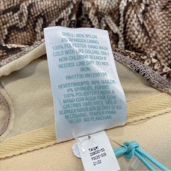 Women’s Textured Pique Tie-Front One Piece Swimsuit Kona Sol Snake Print Size M - Picture 8 of 10